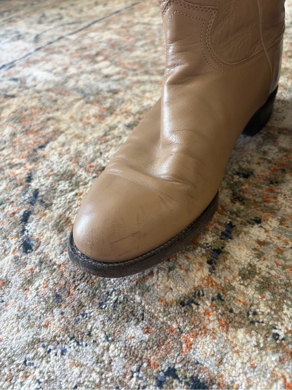 Vintage Justin Roper Boots Men’s 8.5D Tan Leather Western Cowboy Boots - Picture 7 of 11